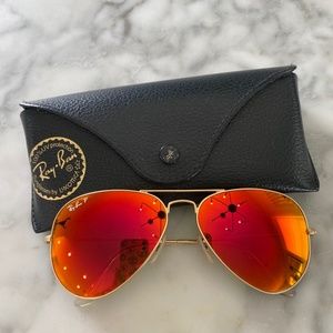 Ray-Ban aviator, flash lens, orange/red polarized